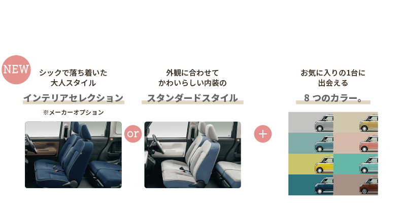 内装×外装を選んで、お気に入りの１台に！
